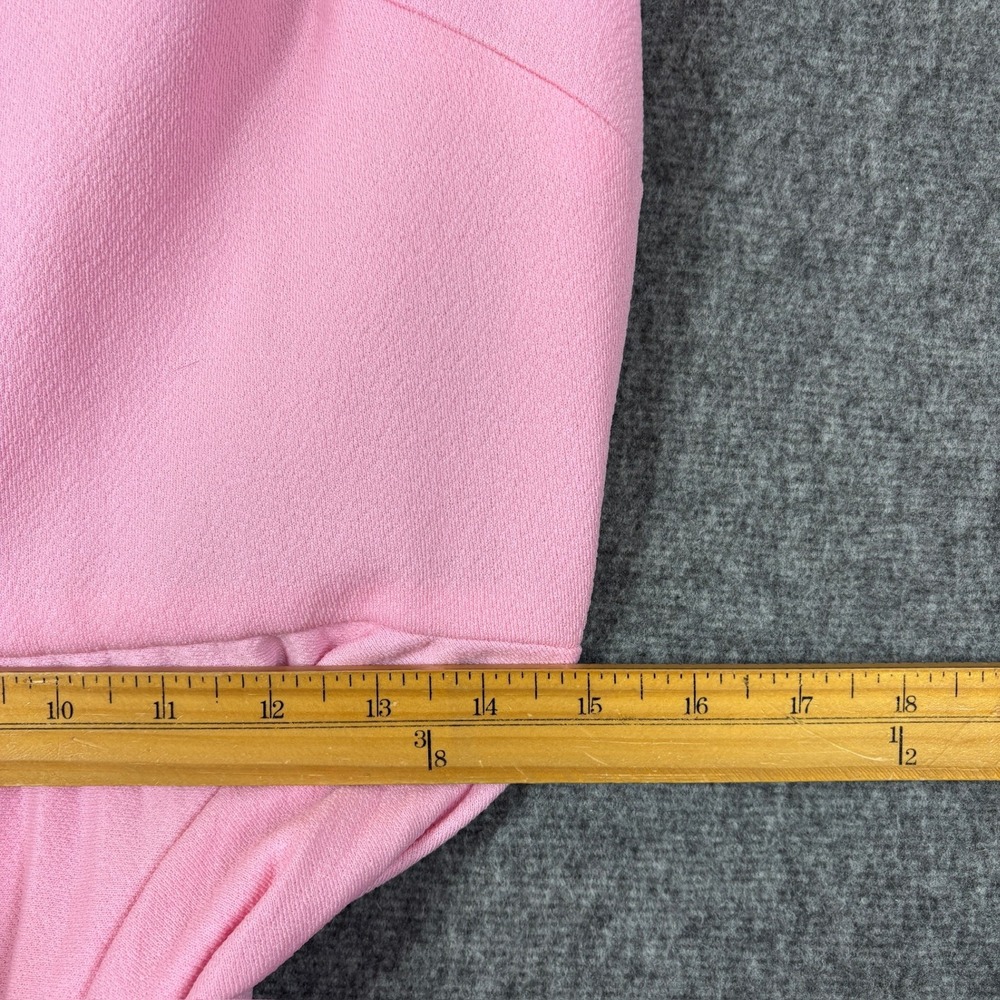 Vintage Emmey Fashions Pink Pleated Maxi Dress Rhinestone Belt Mock Neck - Picture 4 of 8